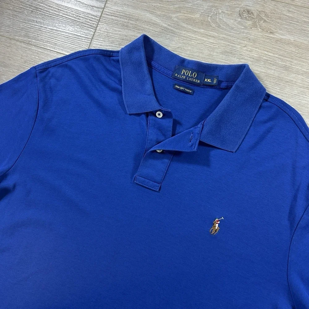 Polo Ralph Lauren Polo Shirt Mens XXL Blue Pima Soft Touch Cotton Classic Pony
